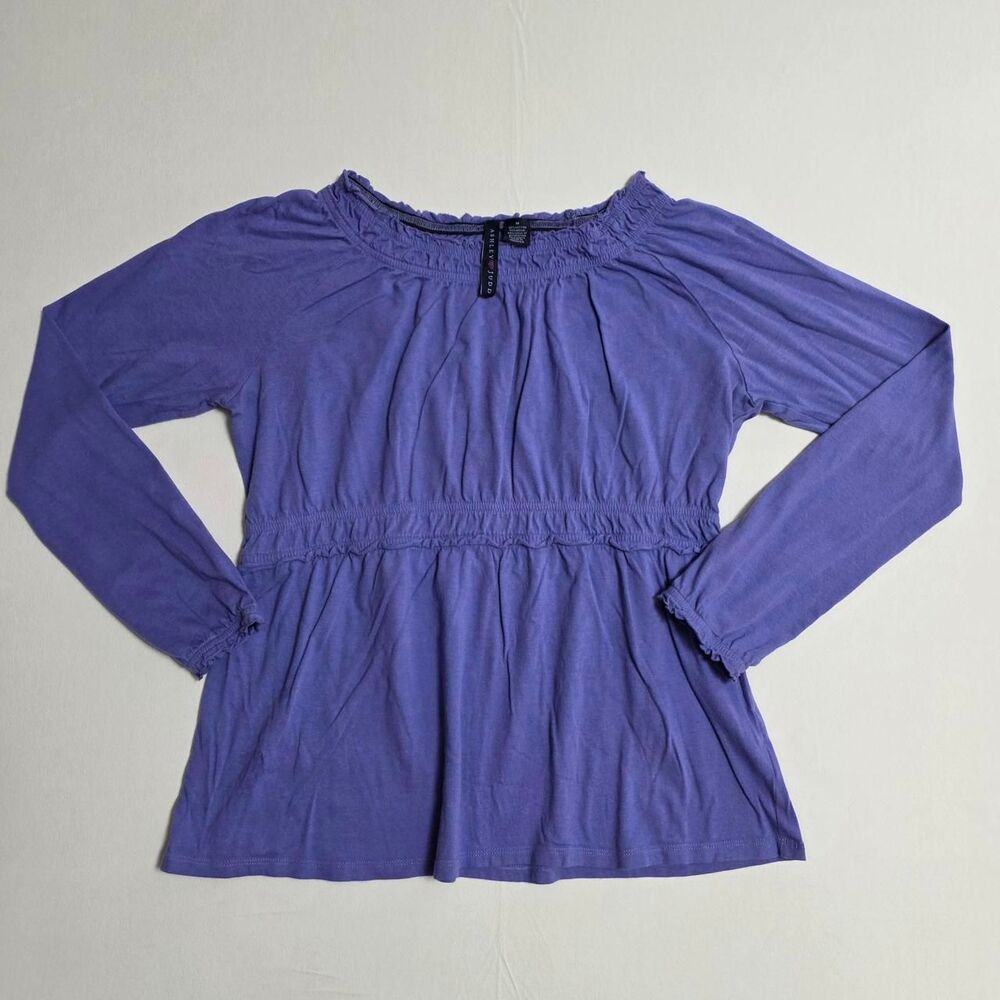 Vintage Ashley Judd Purple Smocked Boho Peasant Top Blouse - Size Medium